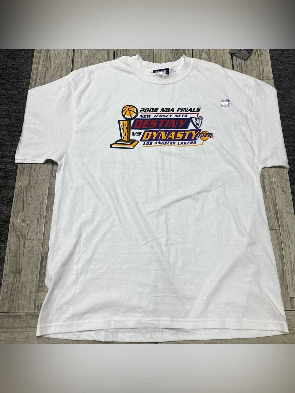 VTG Los Angeles Lakers Shirt Men XL White New Jersey Nets 2002 NBA Finals Retro